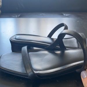 Dainty black heeled sandal